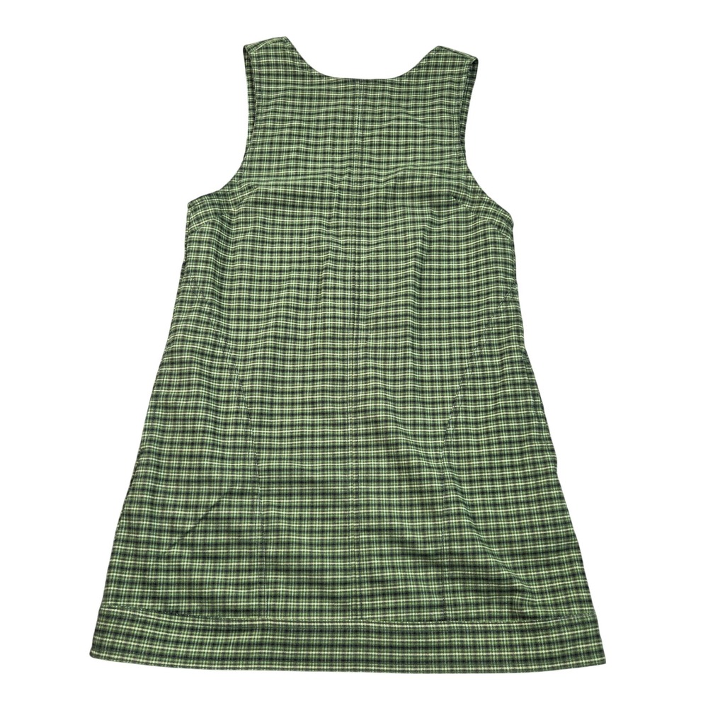 Free People Mini Dress Womens Small Green Sleeveless Plaid Open Back Shift